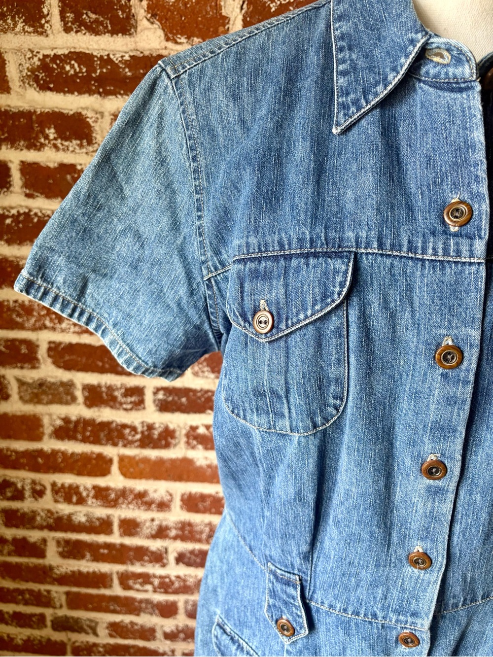 90s St. John’s Bay Denim Button Down Dress - Picture 3 of 6